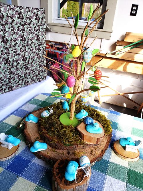 "Peeps Decorating The Egg Tree" -- Barb King — 3rd Adult Category