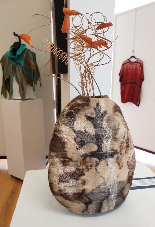 Flo Rosenstock Leaf Vase (eco printed hand felted wool)
