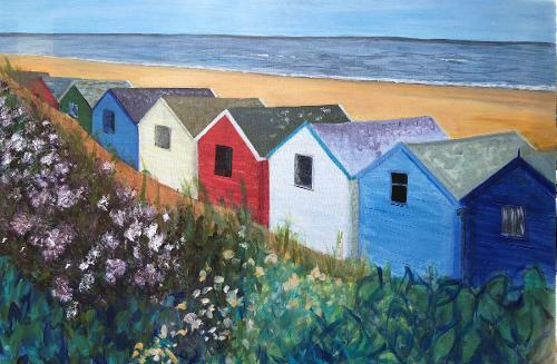 Annette Kilminster - Beach Huts at Southwold, E. Suffolk, England - Acrylic - Culture: English