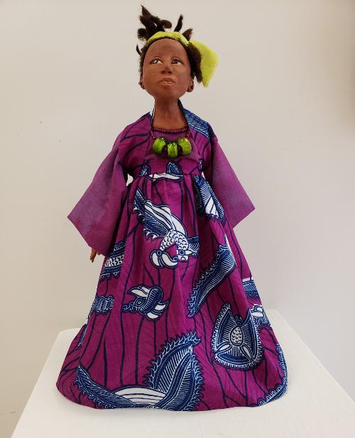 Brenda Lyons Zucker - KAHINA - Clay & African Fabric - Culture: Africa/African American