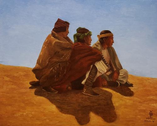 Margarita H Maxson - Three Navajo Men - Oil on Canvas - Culture: Native American/Mexican