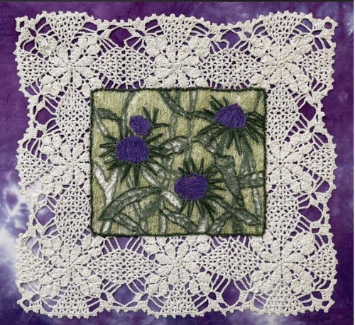Asters on Lace -- Jeanne Sisson