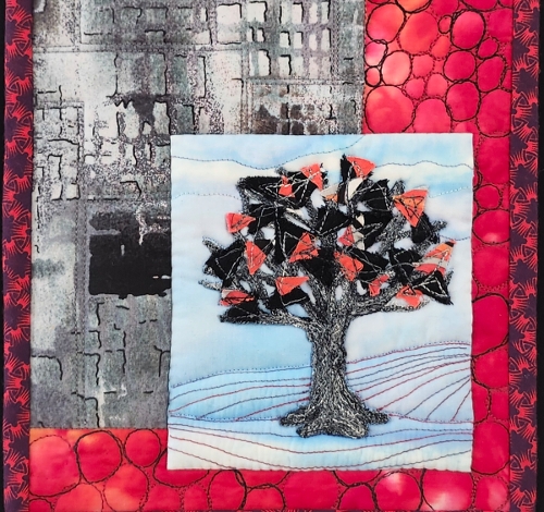 Margaret Stancer, City of Dreams, collage quilt.