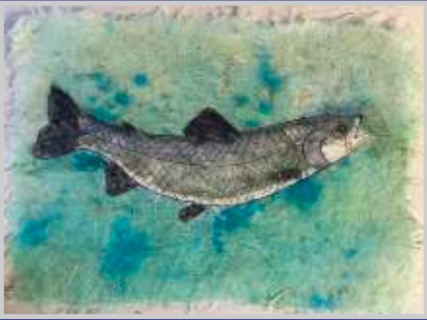 S.Mulholland, Salmon, watercolor batik
