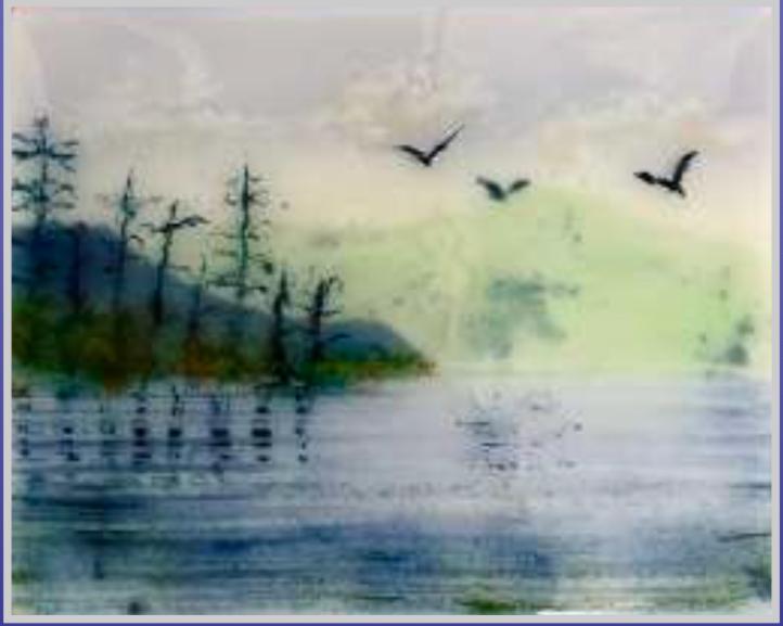 J.Sawyer, Morning Mist, kiln glass